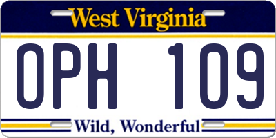 WV license plate OPH109