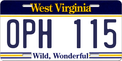 WV license plate OPH115