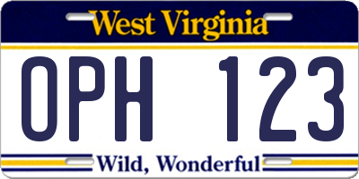 WV license plate OPH123