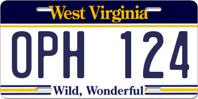 WV license plate OPH124