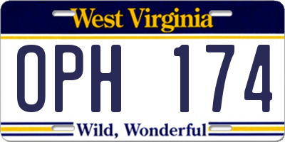 WV license plate OPH174
