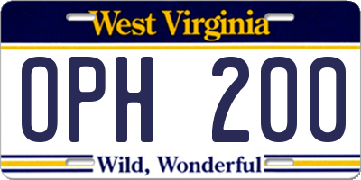 WV license plate OPH200