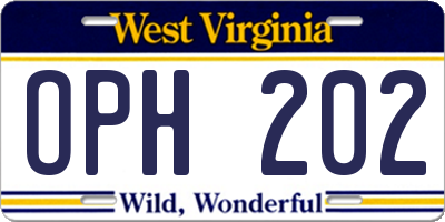 WV license plate OPH202