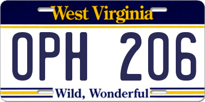 WV license plate OPH206