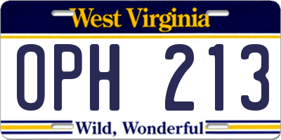 WV license plate OPH213