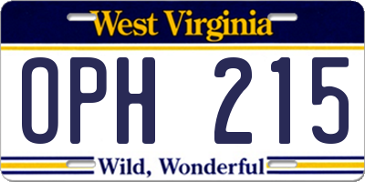 WV license plate OPH215