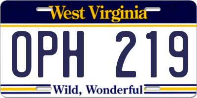WV license plate OPH219
