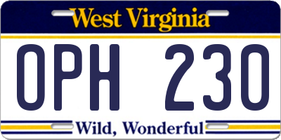 WV license plate OPH230