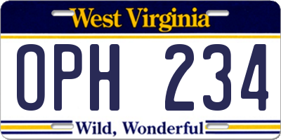WV license plate OPH234