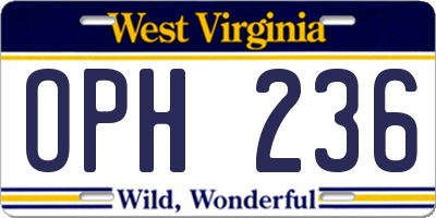 WV license plate OPH236