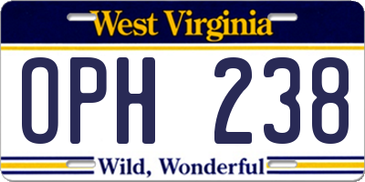 WV license plate OPH238