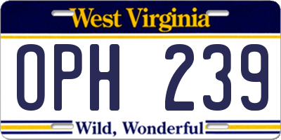 WV license plate OPH239
