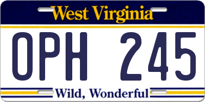 WV license plate OPH245