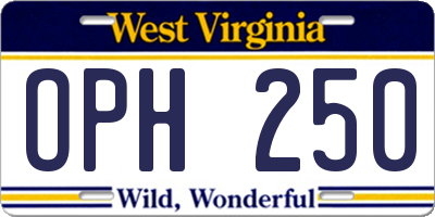 WV license plate OPH250