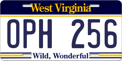 WV license plate OPH256