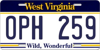 WV license plate OPH259