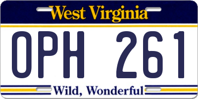 WV license plate OPH261