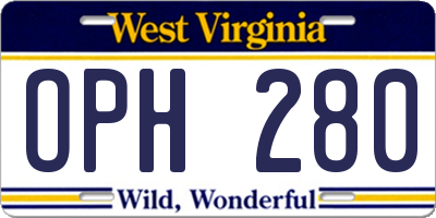 WV license plate OPH280