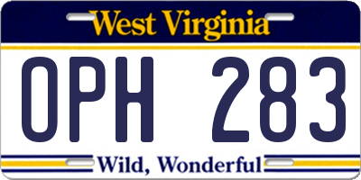 WV license plate OPH283