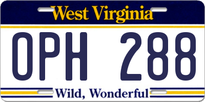 WV license plate OPH288