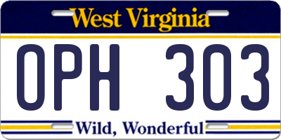WV license plate OPH303