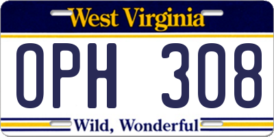WV license plate OPH308
