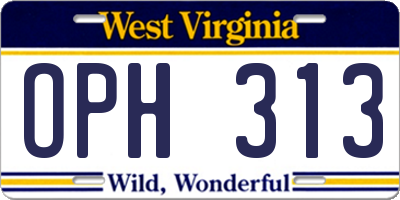 WV license plate OPH313