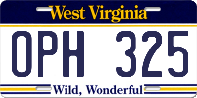 WV license plate OPH325