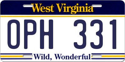 WV license plate OPH331