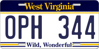 WV license plate OPH344