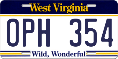 WV license plate OPH354