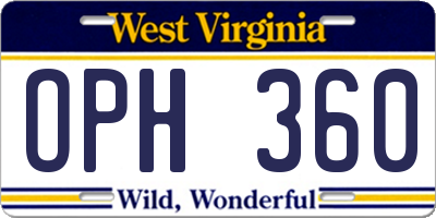 WV license plate OPH360