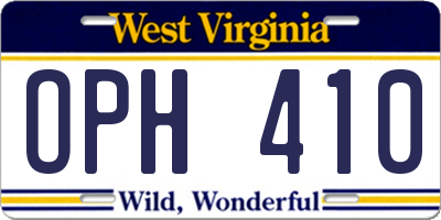 WV license plate OPH410