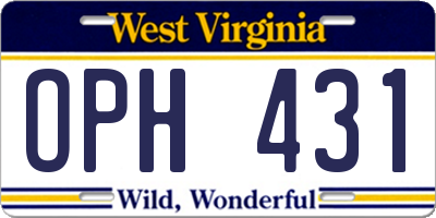 WV license plate OPH431