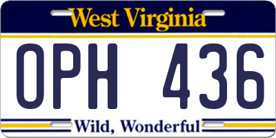 WV license plate OPH436