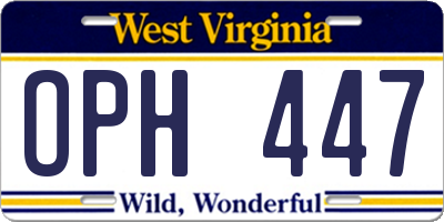 WV license plate OPH447