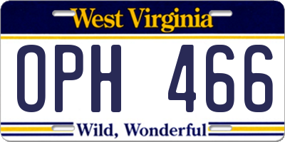 WV license plate OPH466