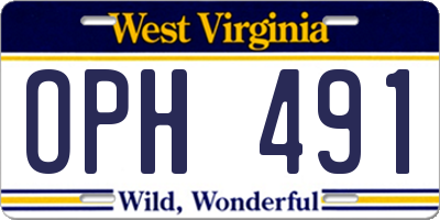 WV license plate OPH491