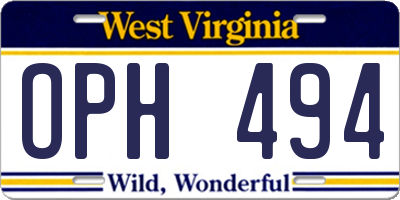 WV license plate OPH494