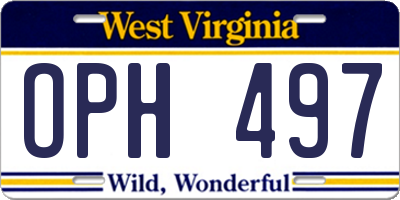 WV license plate OPH497