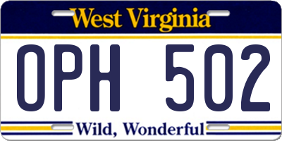 WV license plate OPH502