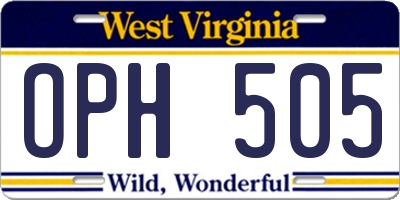 WV license plate OPH505