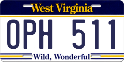 WV license plate OPH511