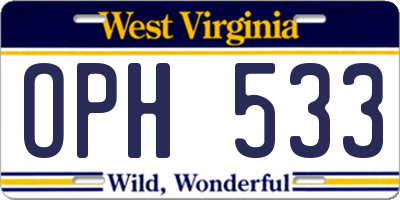 WV license plate OPH533