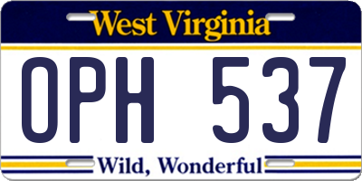 WV license plate OPH537