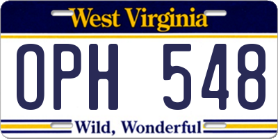 WV license plate OPH548