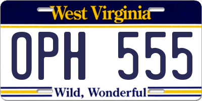 WV license plate OPH555
