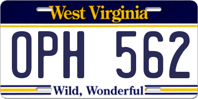 WV license plate OPH562