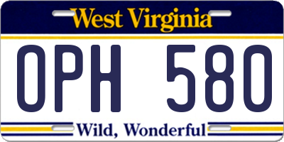 WV license plate OPH580