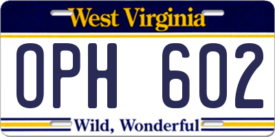 WV license plate OPH602